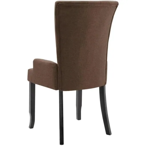 Dining chair with armrests fabric brown