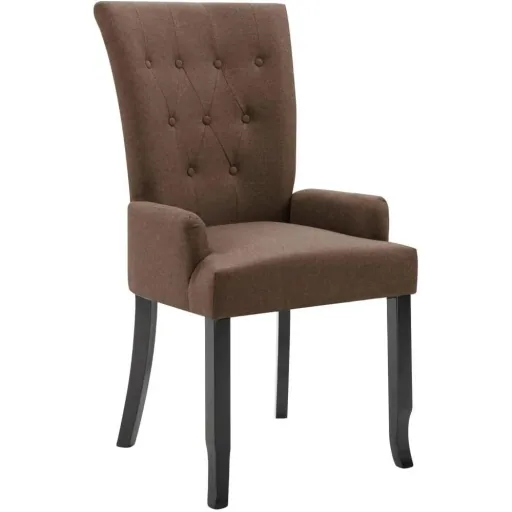 Dining chair with armrests fabric brown