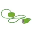 Designer lamp holder with textile cable - Green