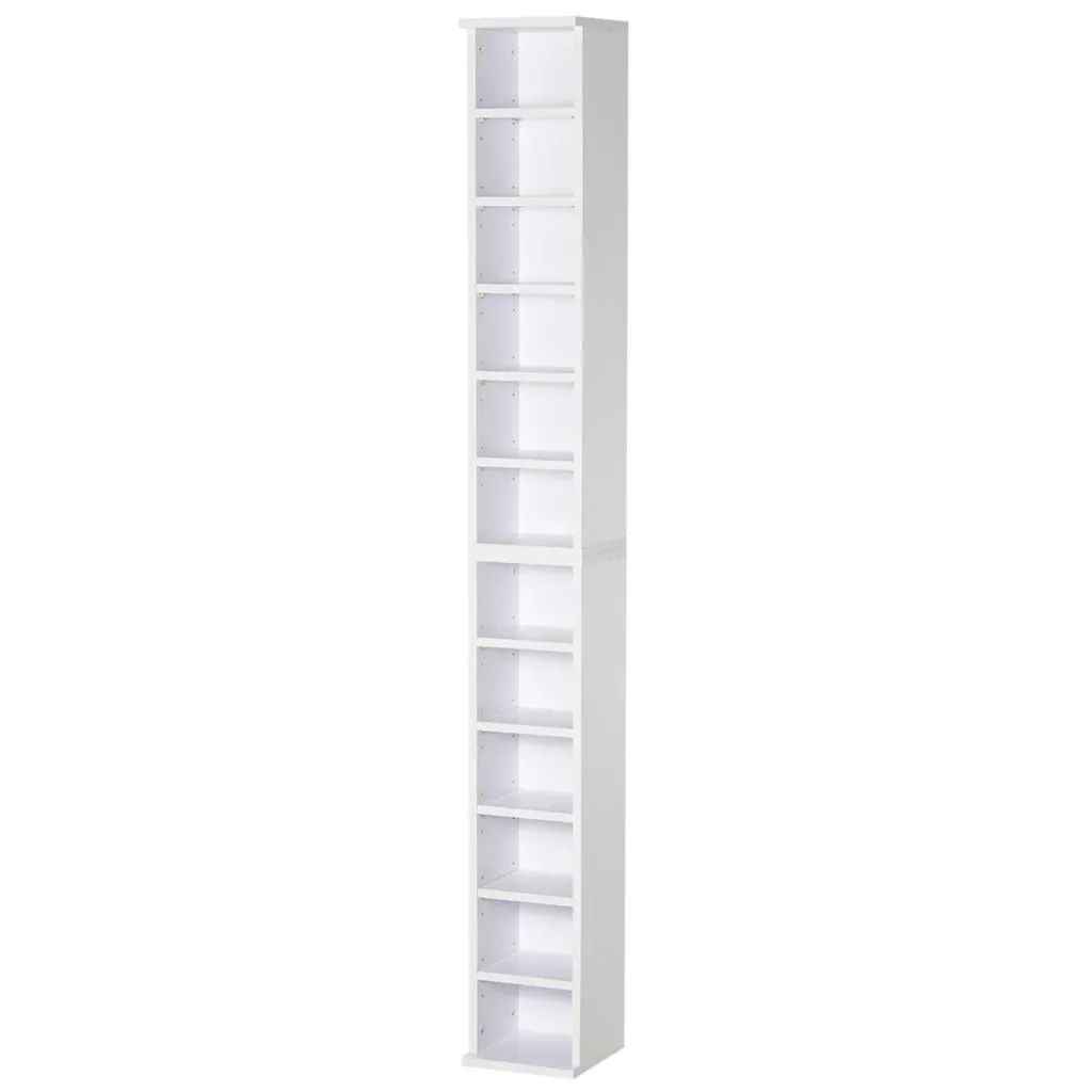 CD stand CD shelf with 6 compartments Standing shelf Two-piece set with two open storage compartments Chipboard White 21 x 22.5