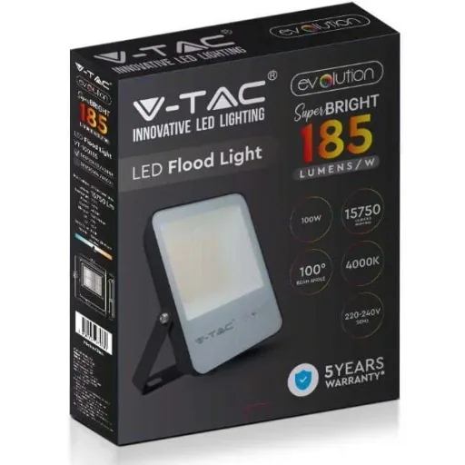 VT-100185 LED Floodlight - 100 W - 13700 Lm - 4000K - Black - Extra Efficient