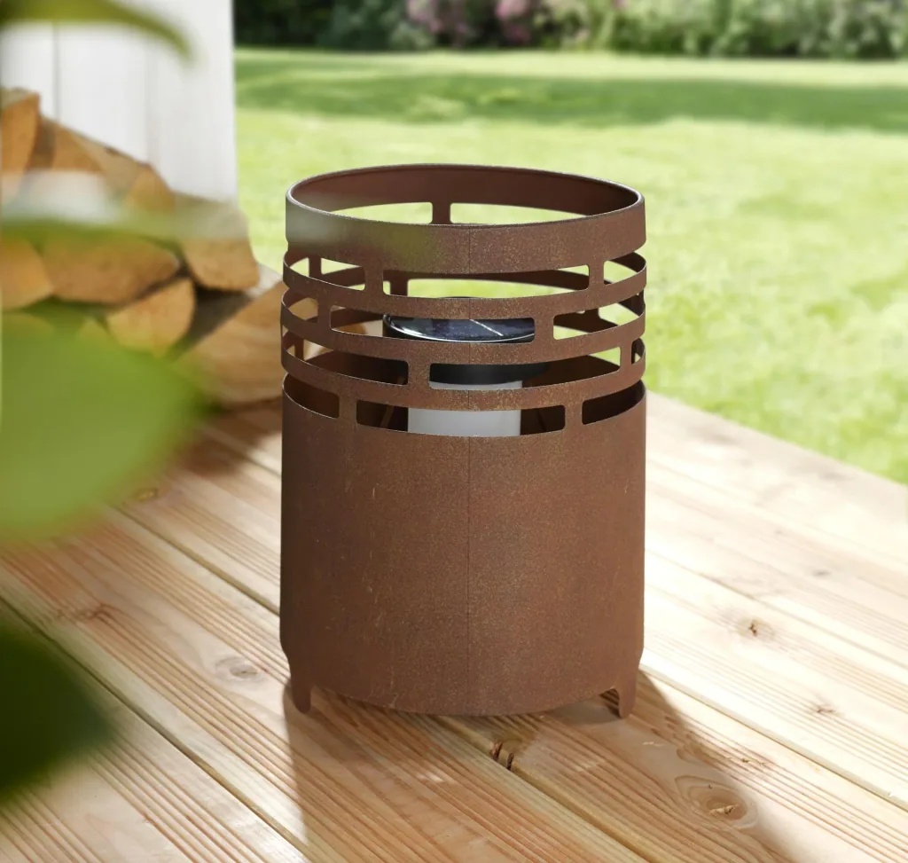 Solar fireplace with realistic flame effect