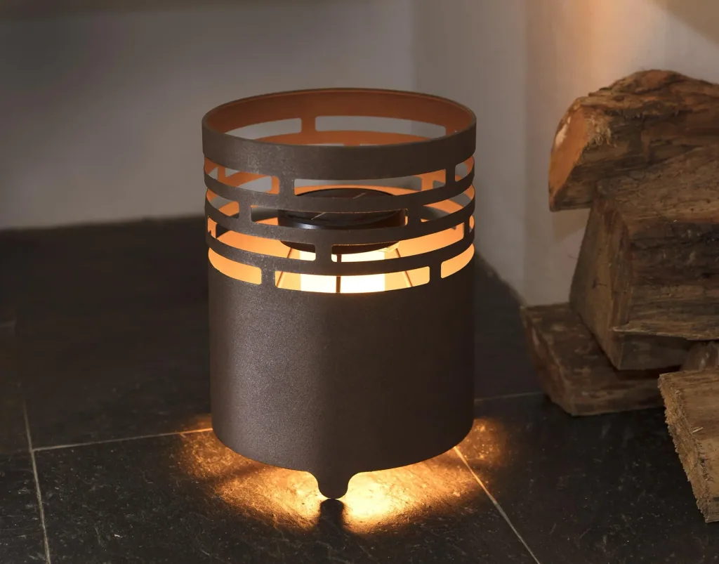 Solar fireplace with realistic flame effect