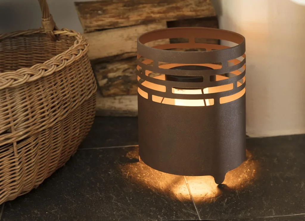 Solar fireplace with realistic flame effect