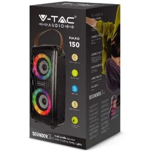 VT-6203-2 Mobile Speaker with Bluetooth and RGB - 2x 10W