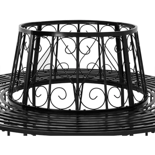 Tree bench - Garden bench - Black - Metal - Ø160 cm