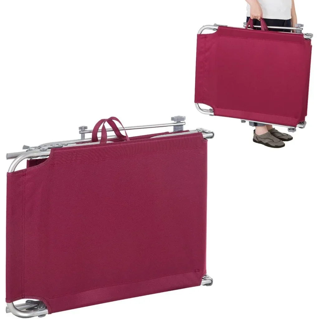Deck chair 'Ibiza' with sliding roof, aluminum, ruby ​​red, 190 x 59 x 29 cm
