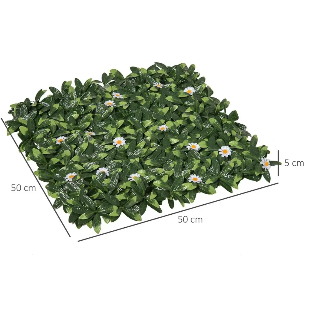 12 pieces artificial plant wall hedge 50x50 cm UV protection privacy screen rhododendron leaves design hedge plant for garden