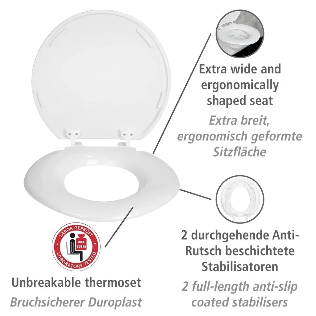 Toilet seat Torino XXL, made of shatter-proof Duroplast, load capacity up to 300 kg