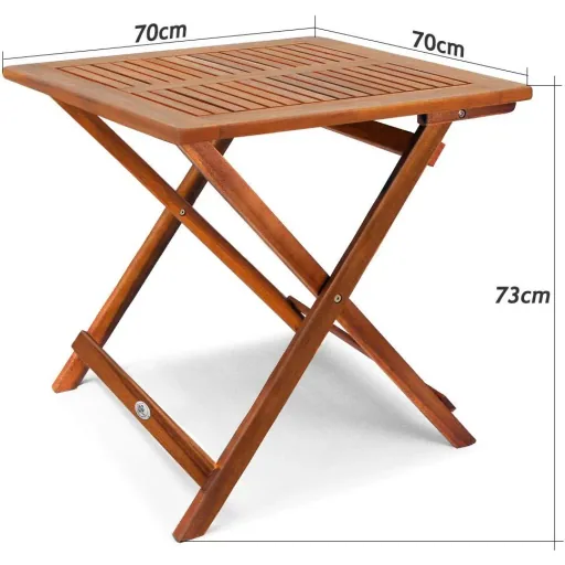 Acacia wood side table 70x70x73cm foldable