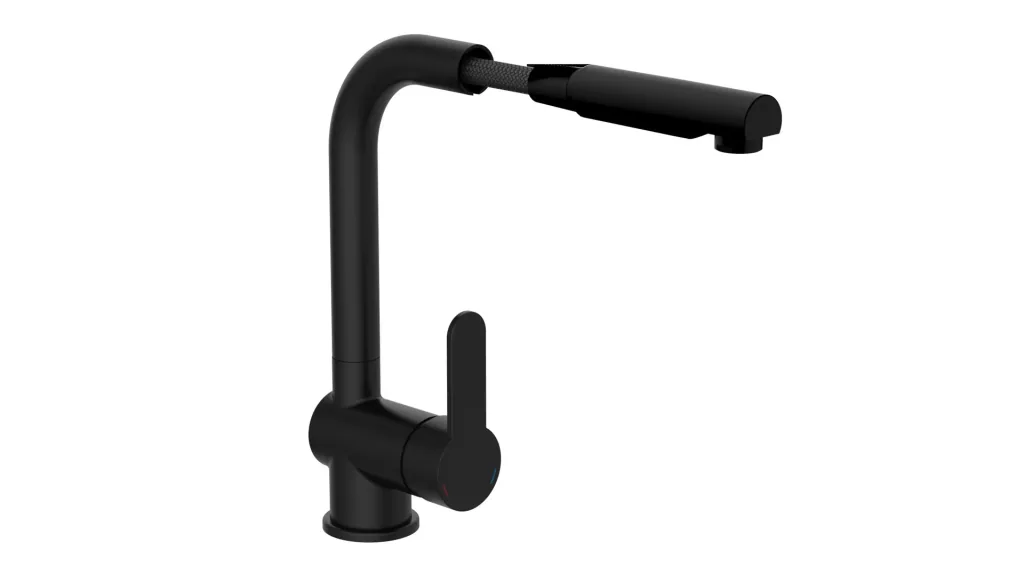 "LONDON" sink faucet with pull-out spout, matt black