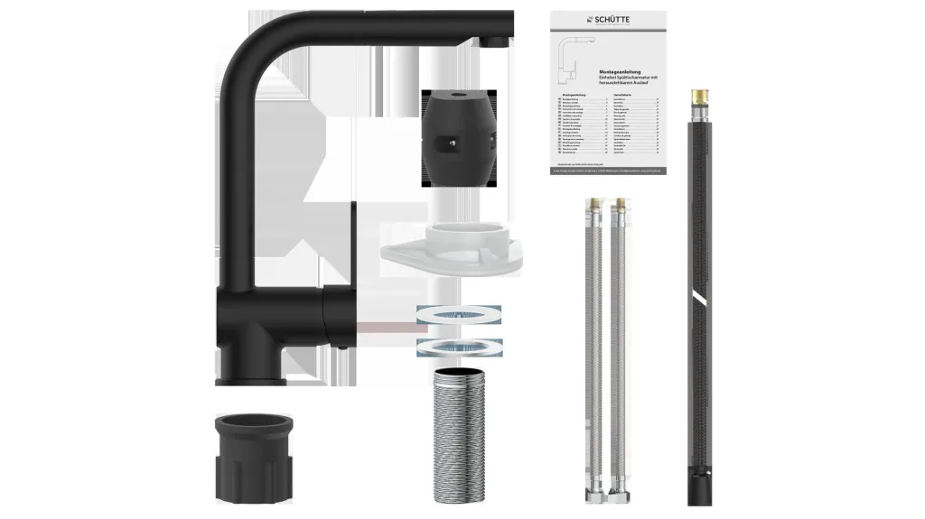 "LONDON" sink faucet with pull-out spout, matt black