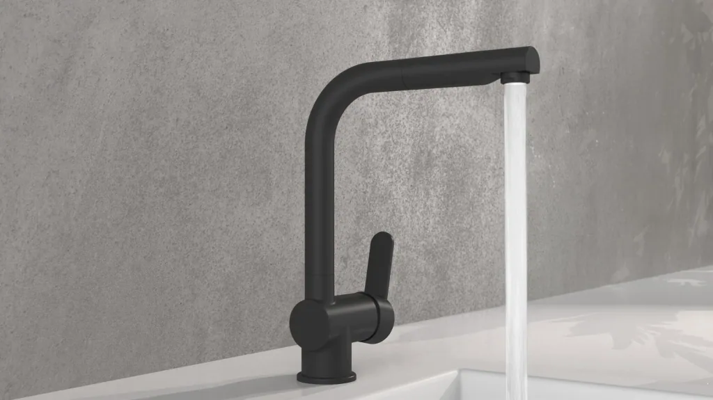 "LONDON" sink faucet with pull-out spout, matt black