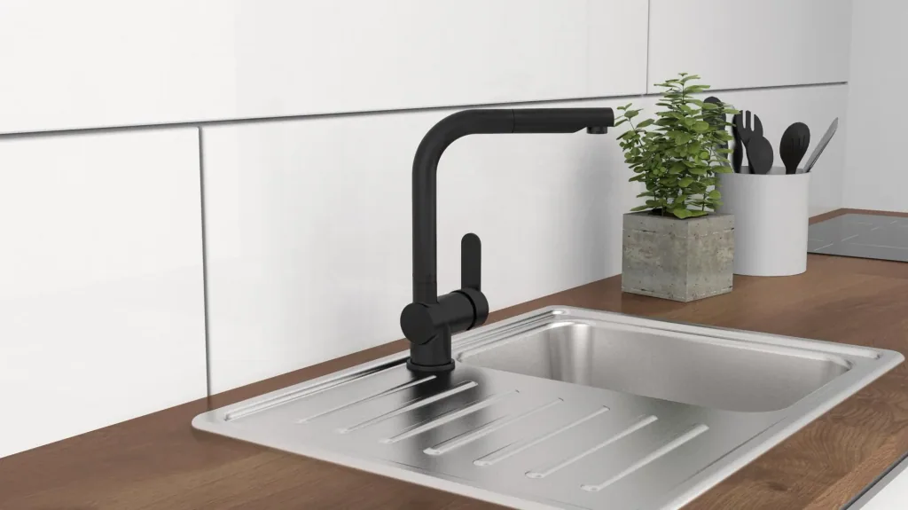 "LONDON" sink faucet with pull-out spout, matt black