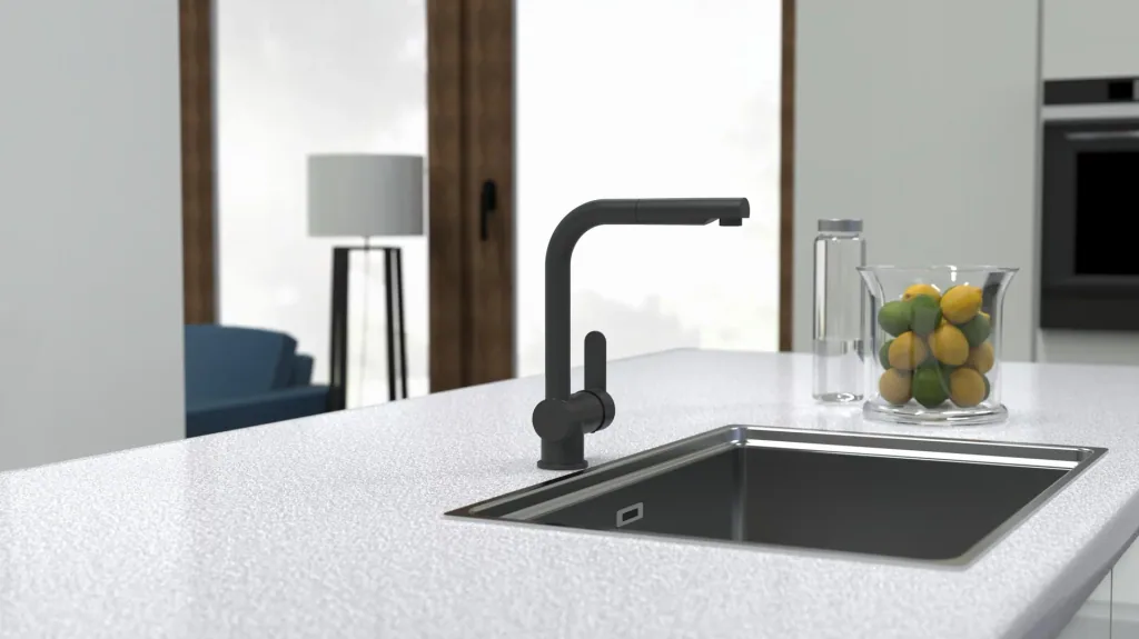 "LONDON" sink faucet with pull-out spout, matt black