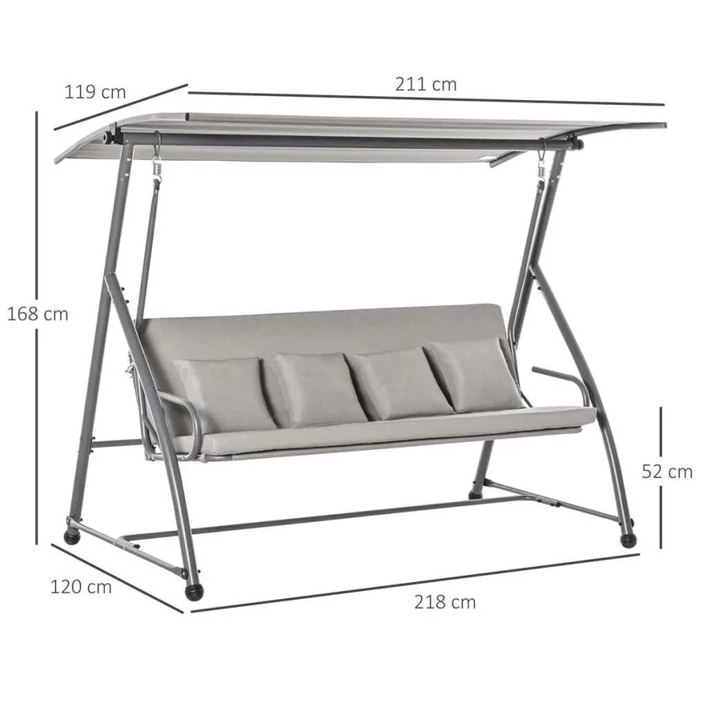 3-seater Hollywood swing rocking chair 2-in-1 garden lounger with sunroof angle adjustable steel polyester outdoor Hel