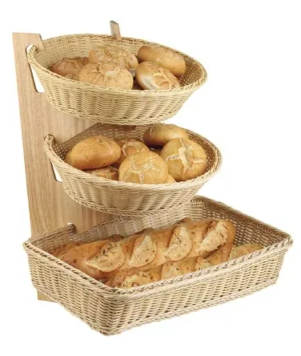 3-tier buffet rack, suitable for round and rectangular baskets, folds up to save space