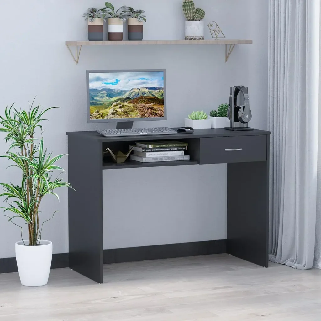 Desk with shelf drawer computer desk office desk work table large storage space industrial style E1 chipboard M