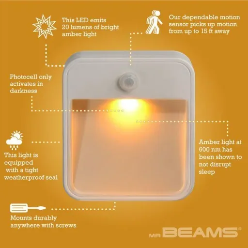 LED stair light white with motion detector Amber MB720A 2-pack IP44 20 lumens