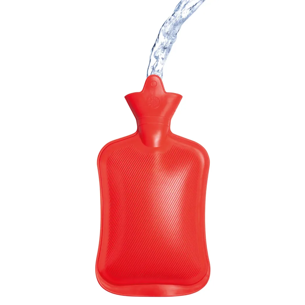 Hot water bottle, screw cap, 2 liters, red