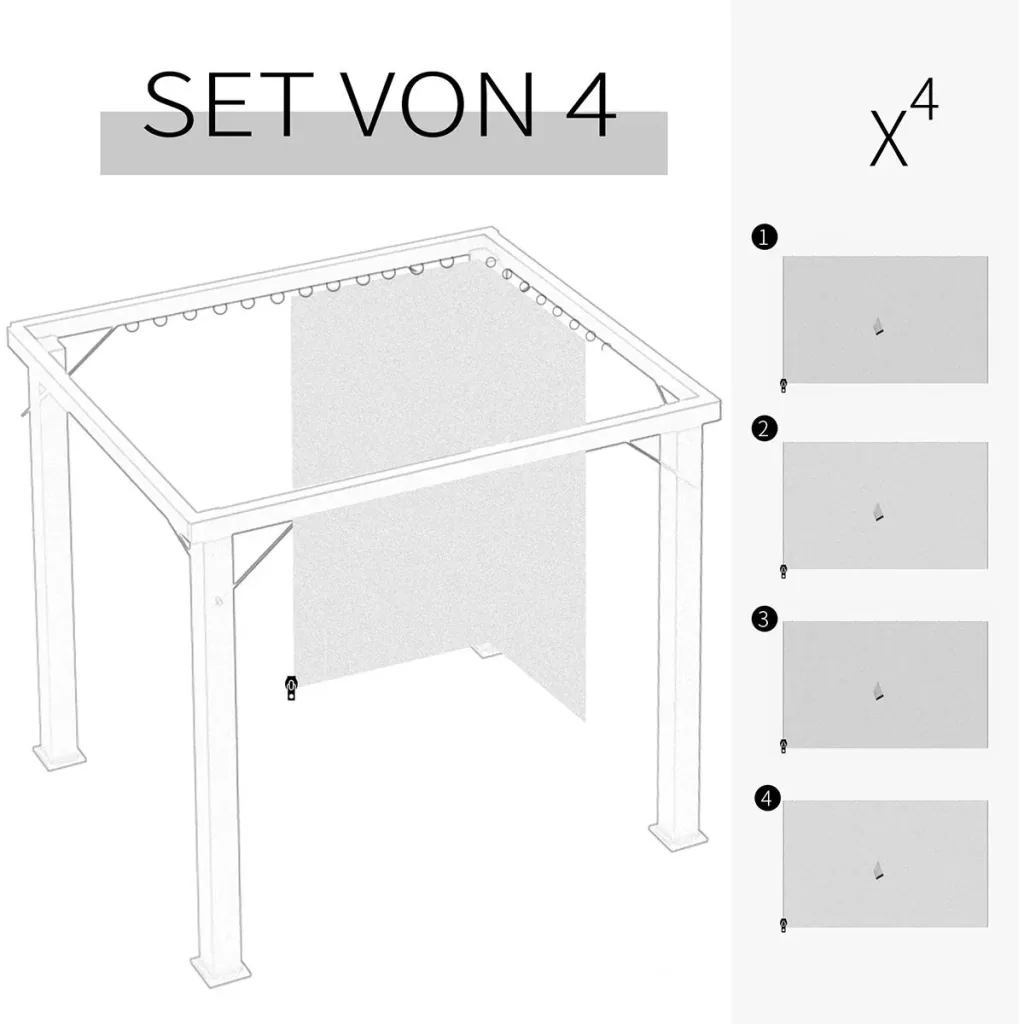 4 side panels for 3x3 m gazebo