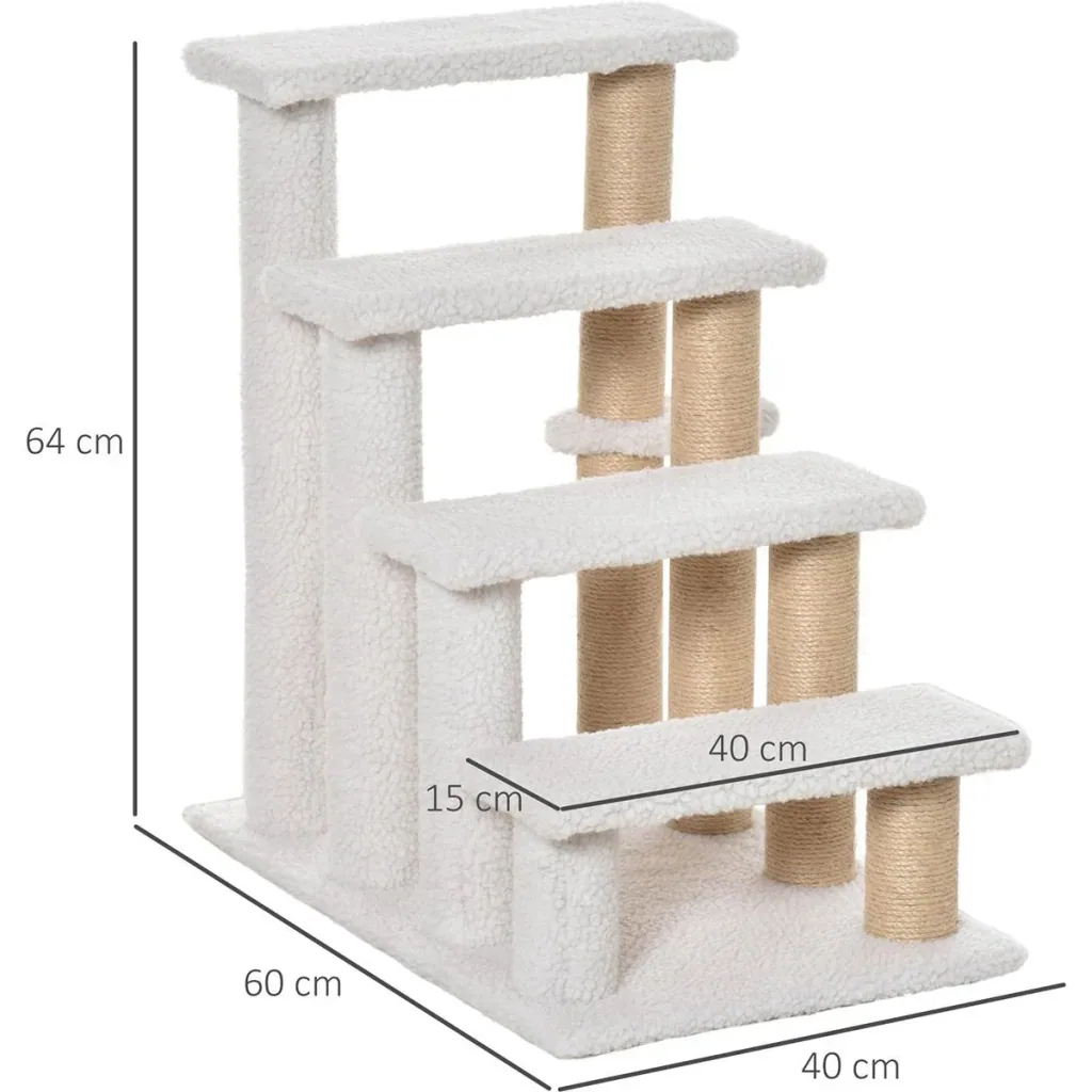 Pet stairs with scratching posts white