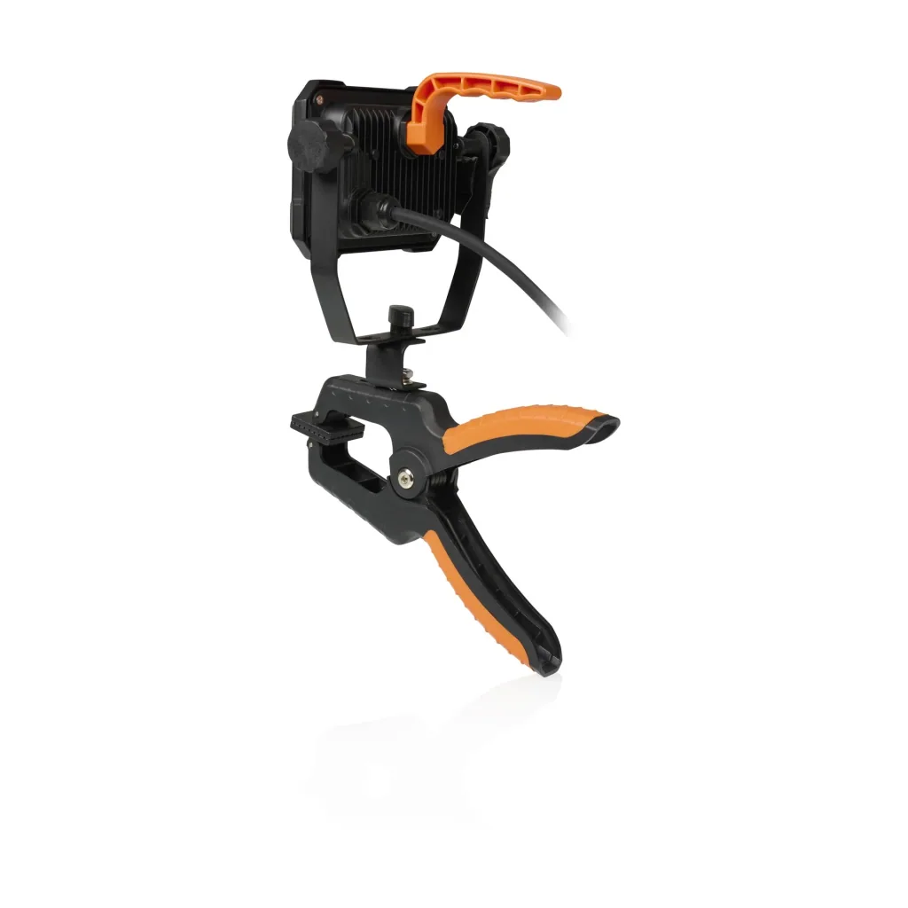 LED work light with clamp and 360 degree rotation