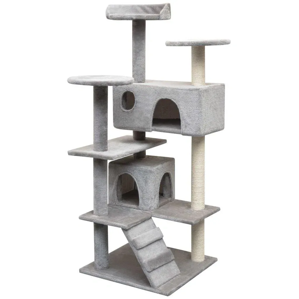 Cat scratching post with sisal scratchers 125 cm grey