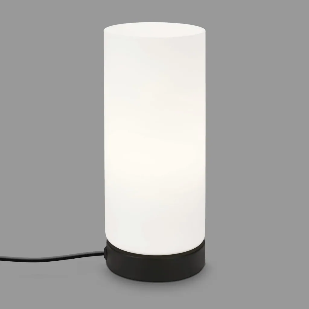 PAIPA table lamp, black, opal glass, cable switch, E14 socket