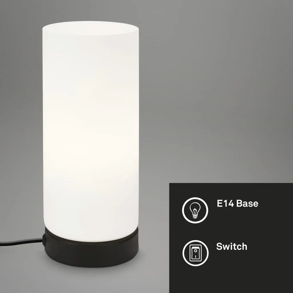 PAIPA table lamp, black, opal glass, cable switch, E14 socket