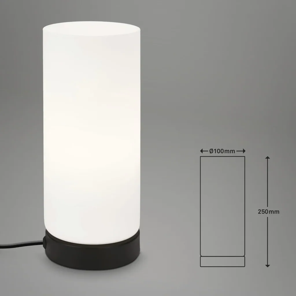PAIPA table lamp, black, opal glass, cable switch, E14 socket