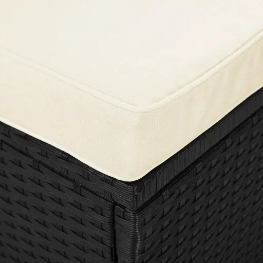 Lounger with sliding roof polyrattan black/cream white 195 x 60 x 39/145cm