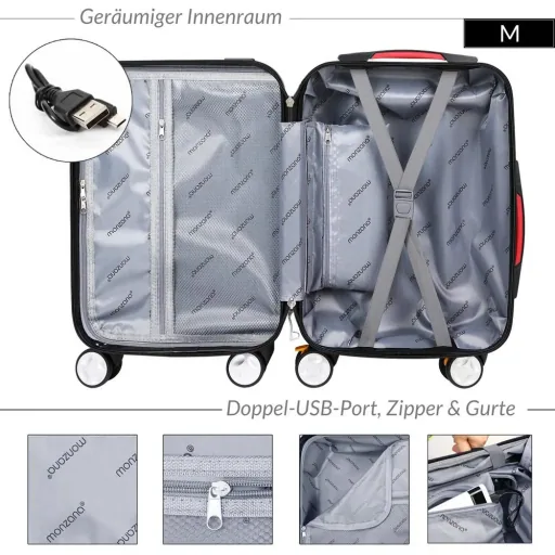 Hard-shell suitcase Ikarus Silver M in ABS 38l 55x35x20cm