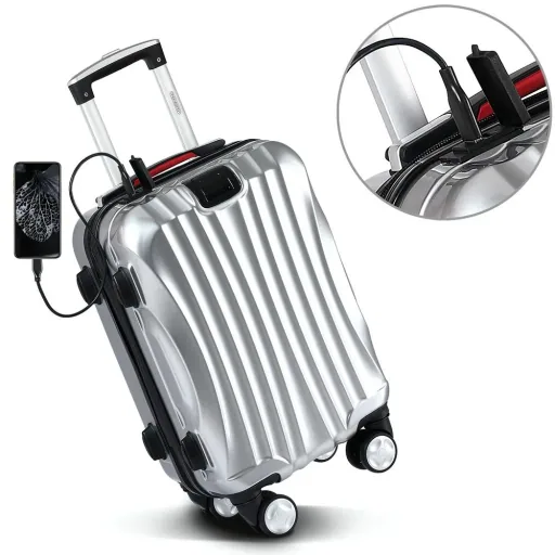 Hard-shell suitcase Ikarus Silver M in ABS 38l 55x35x20cm