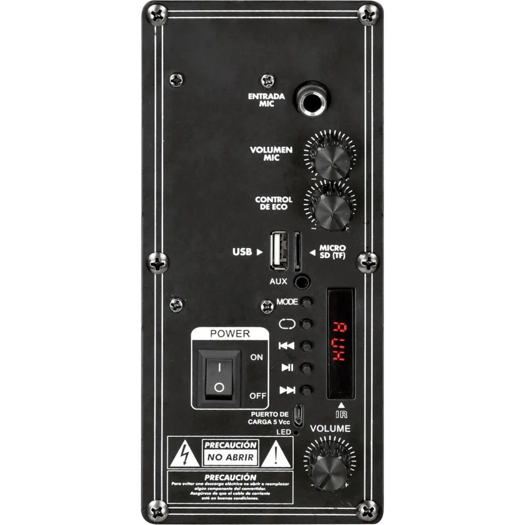 VT-6208 Portable battery-powered speaker with Bluetooth, wired microphone and LED light effect - RGB - 15W