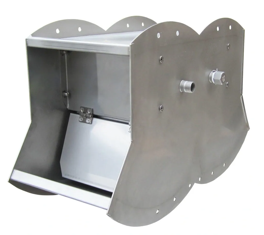 Valve trough drinker, double stainless steel 30 x 76 x 40 cm