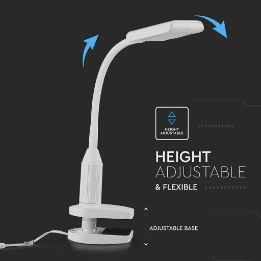 VT-7407 Table lamp / desk lamp with clamp - White - 400 Lm - 3000K