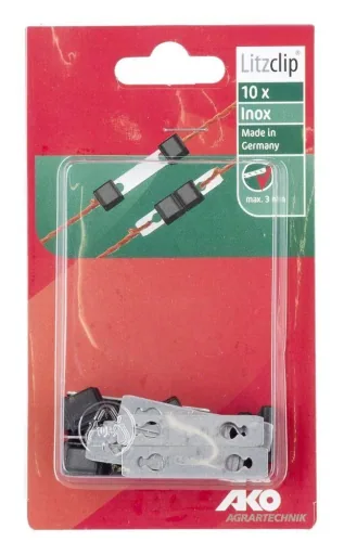 Litzclip stranded wire connector, 3 mm, straight, stainless steel, 10 pieces