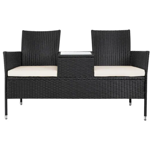 Garden bench / Love Bench - polyrattan - 143x55x88cm - black