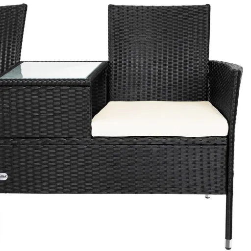 Garden bench / Love Bench - polyrattan - 143x55x88cm - black