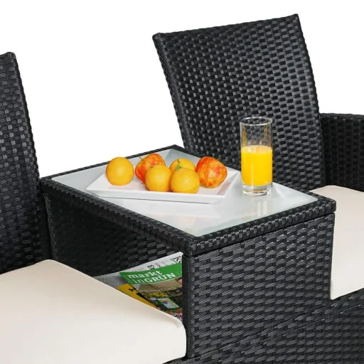 Garden bench / Love Bench - polyrattan - 143x55x88cm - black