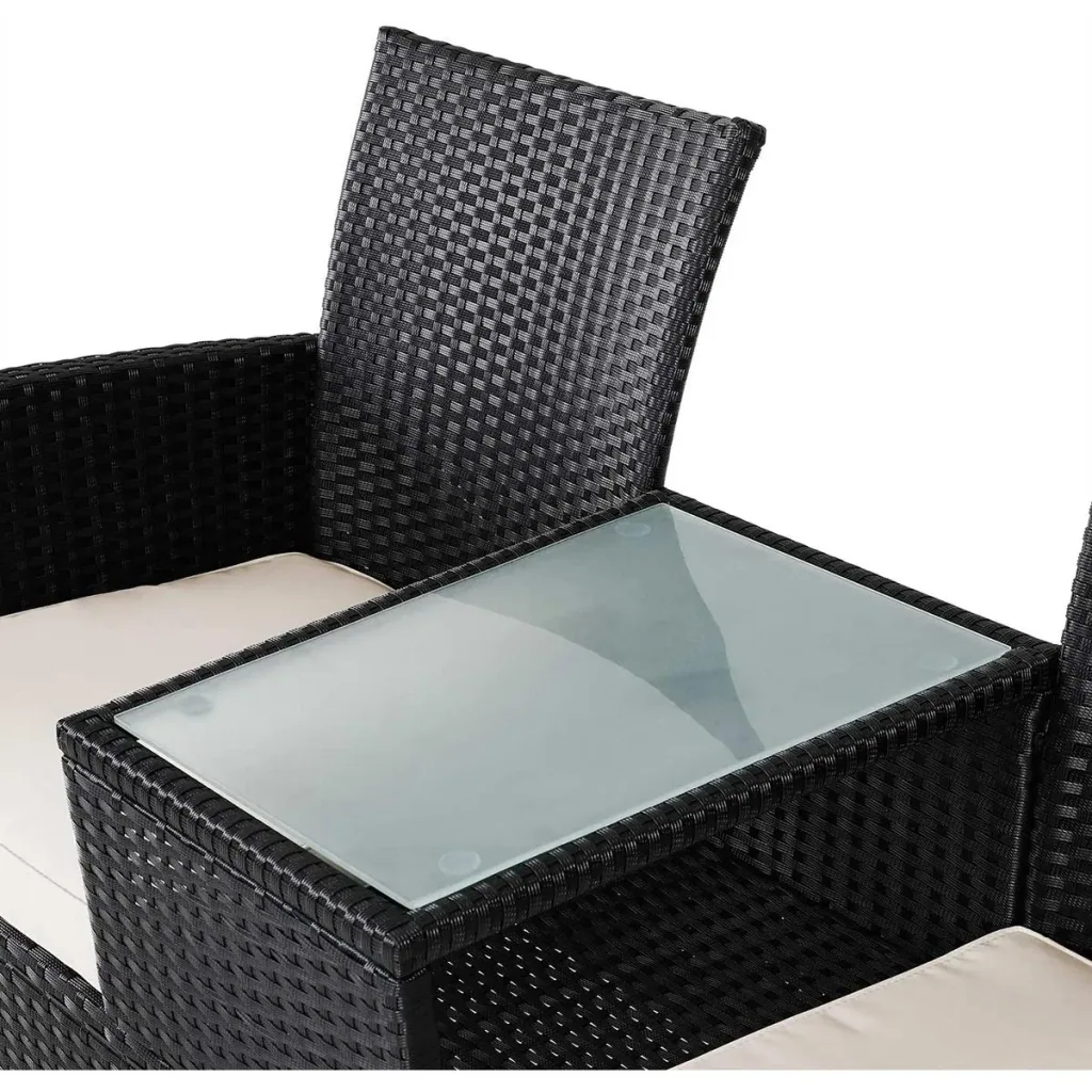 Garden bench / Love Bench - polyrattan - 143x55x88cm - black