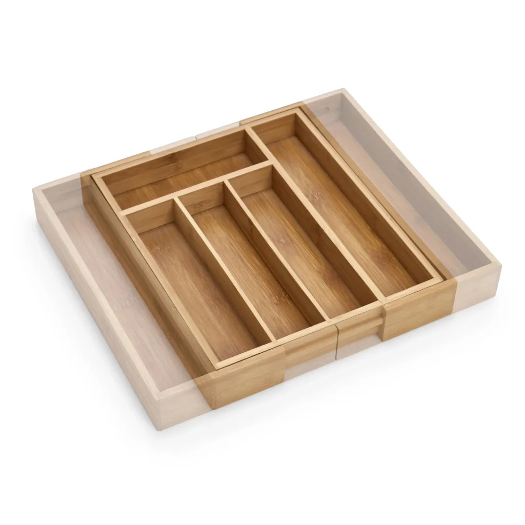 Cutlery tray, extendable, bamboo