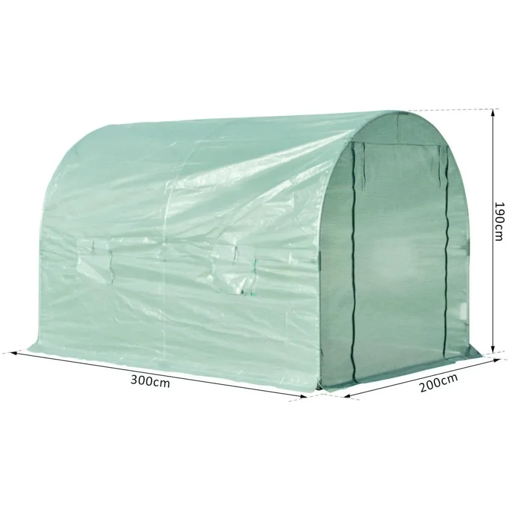Plastic greenhouse with green window