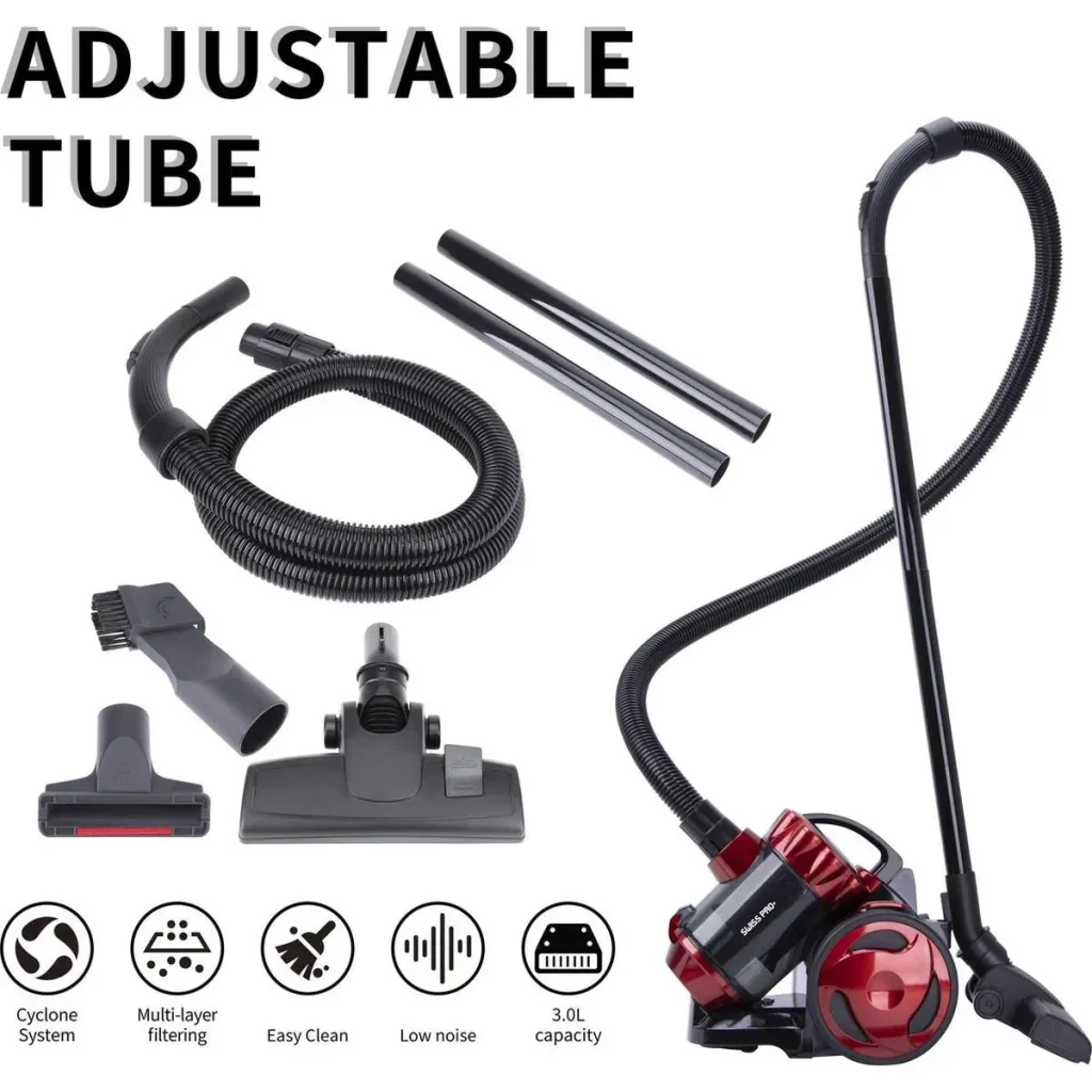 Multi-Cyclone Vacuum Cleaner - Filters Air - 1600W - Red