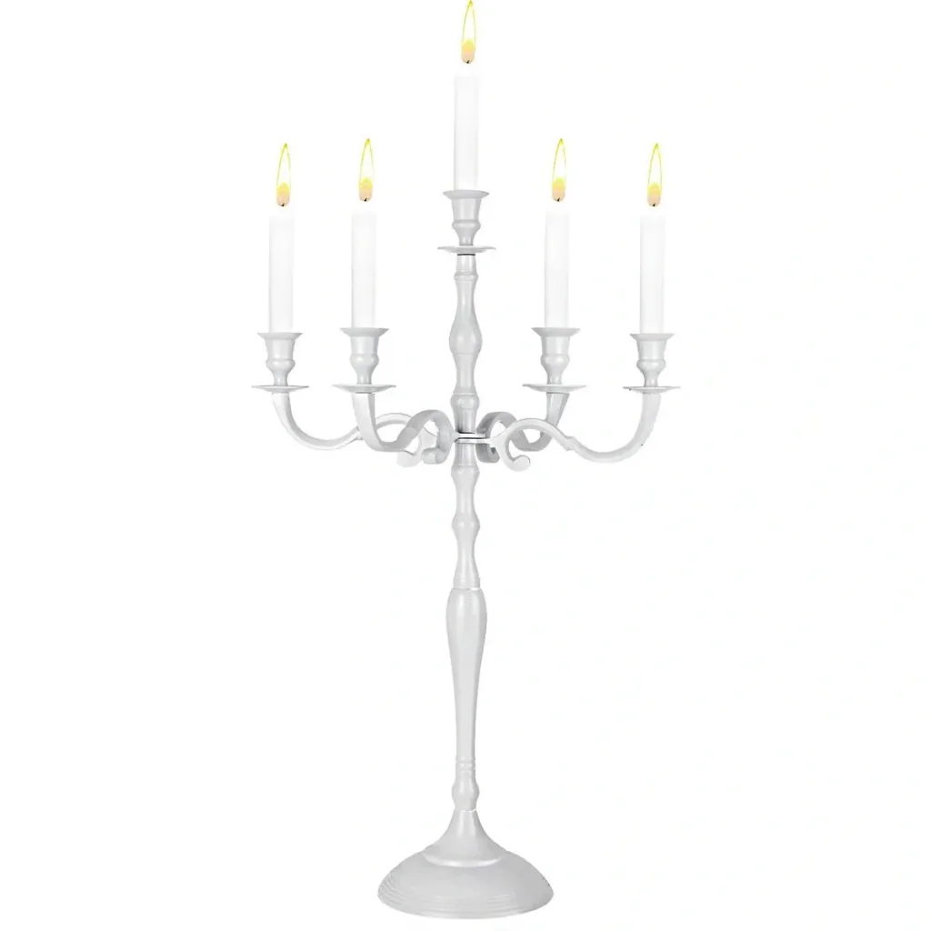 Candlestick white aluminum nickel-plated 60cm 5-armed