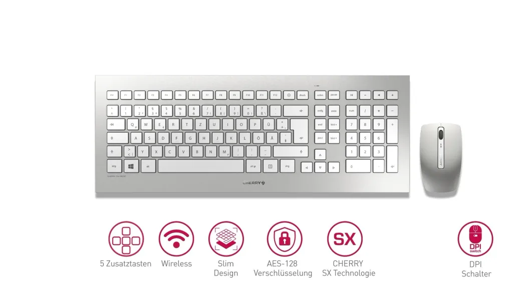 Wireless keyboard and mouse set DW 8000 silver/white