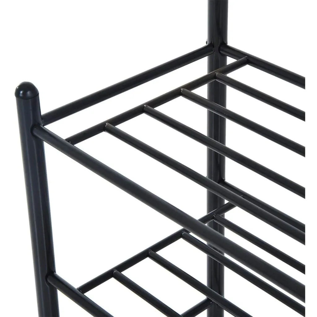 Clothes rack 18 hooks with shoe rack metal black