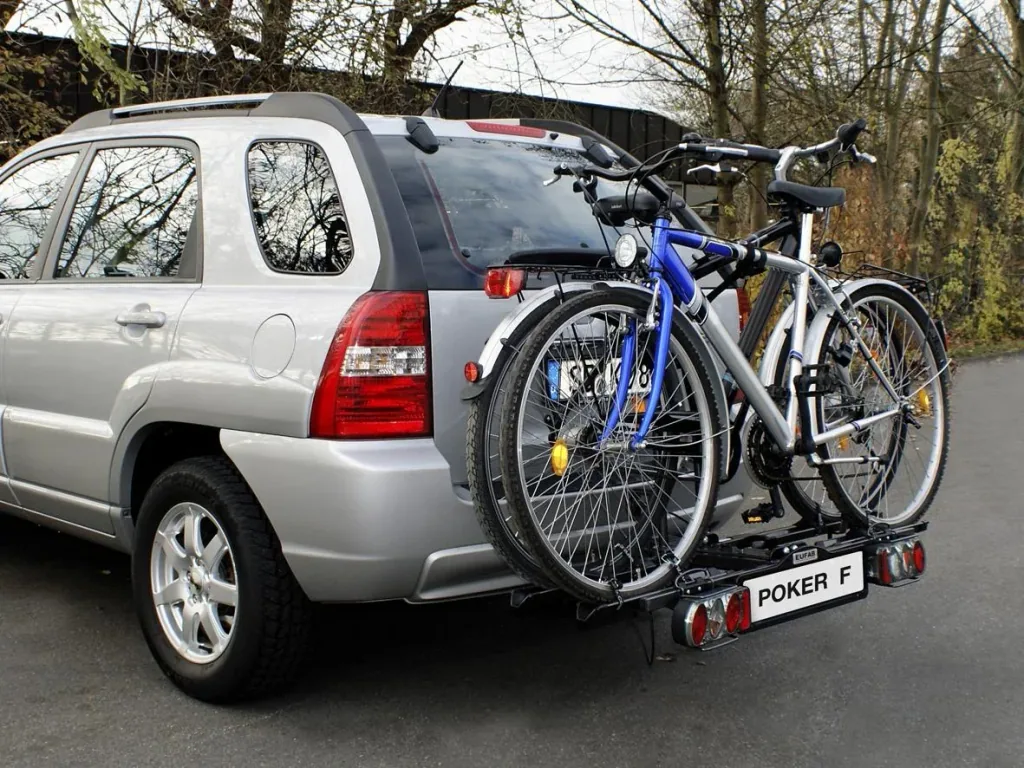 Bicycle carrier for trailer hitch "Poker-F" - foldable
