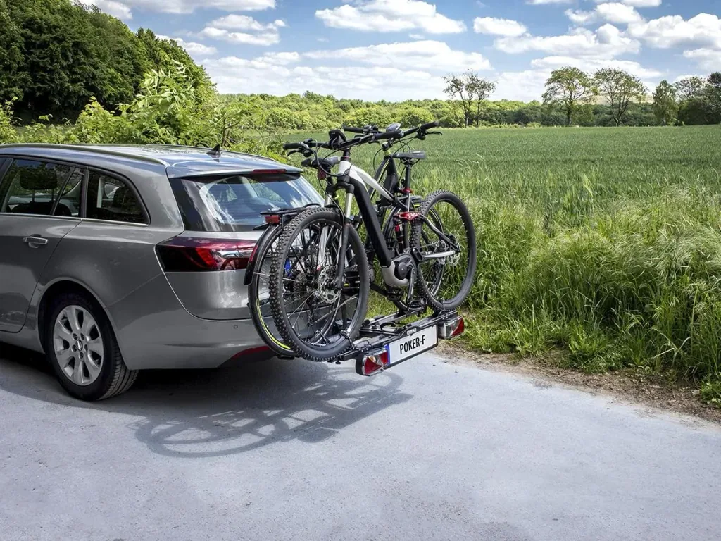 Bicycle carrier for trailer hitch "Poker-F" - foldable